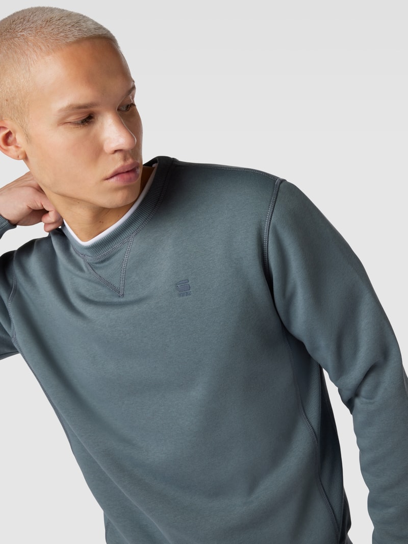 Sweatshirt mit Logo-Stitching Modell 'Premium' in helltürkis
