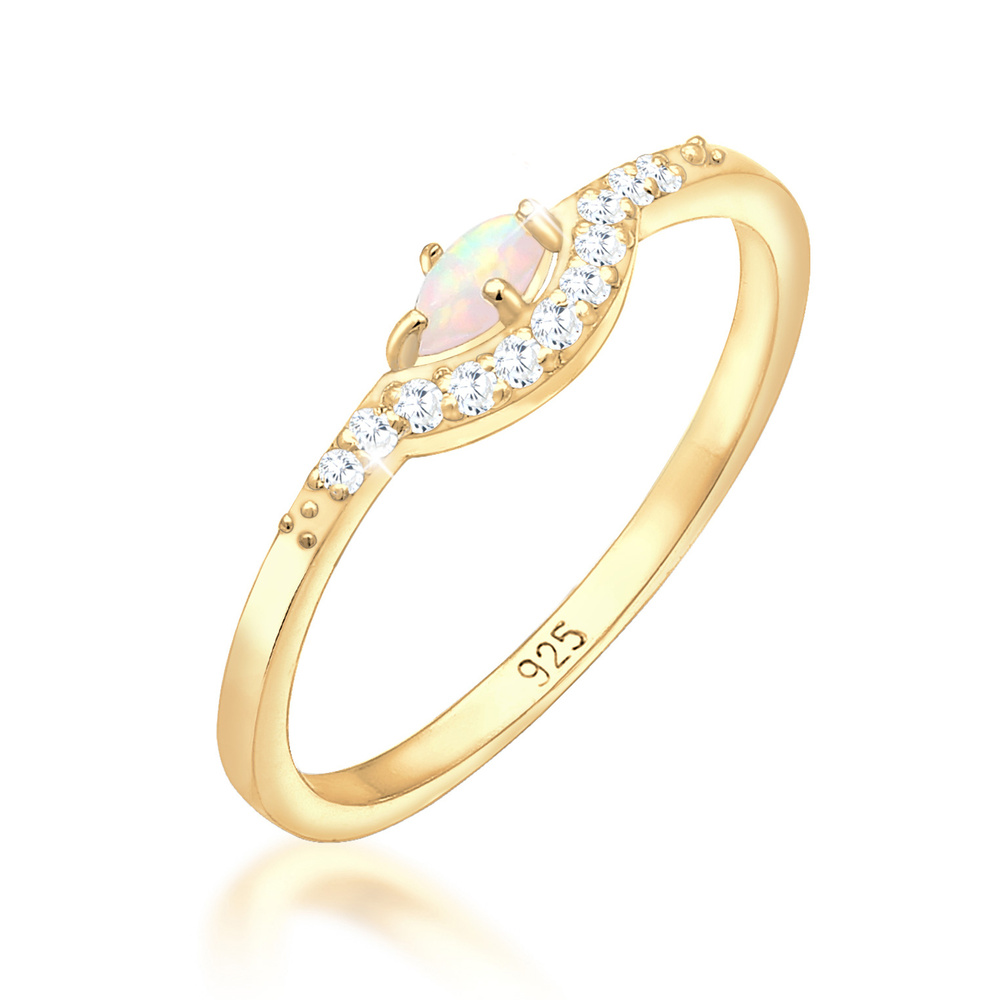 Elli Elli Bague Femme Précieuse Vintage avec Opale de Marquise Zircone en Argent Sterl Bague