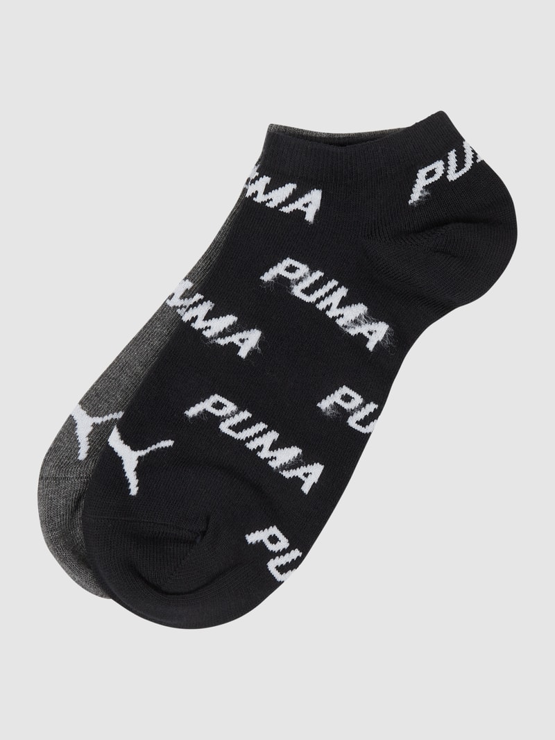 Sneakersocken mit Logo-Muster im 2er-Pack in schwarz