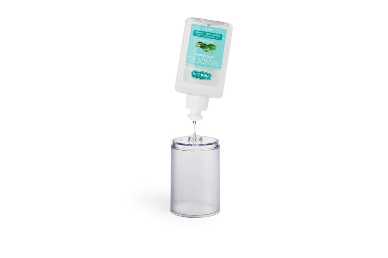Umuzi Cleaning Viraqur Handhygiene-Set: automatischer Seifenspender inkl. desinfizierendem Handgel. Mit Batterien.
