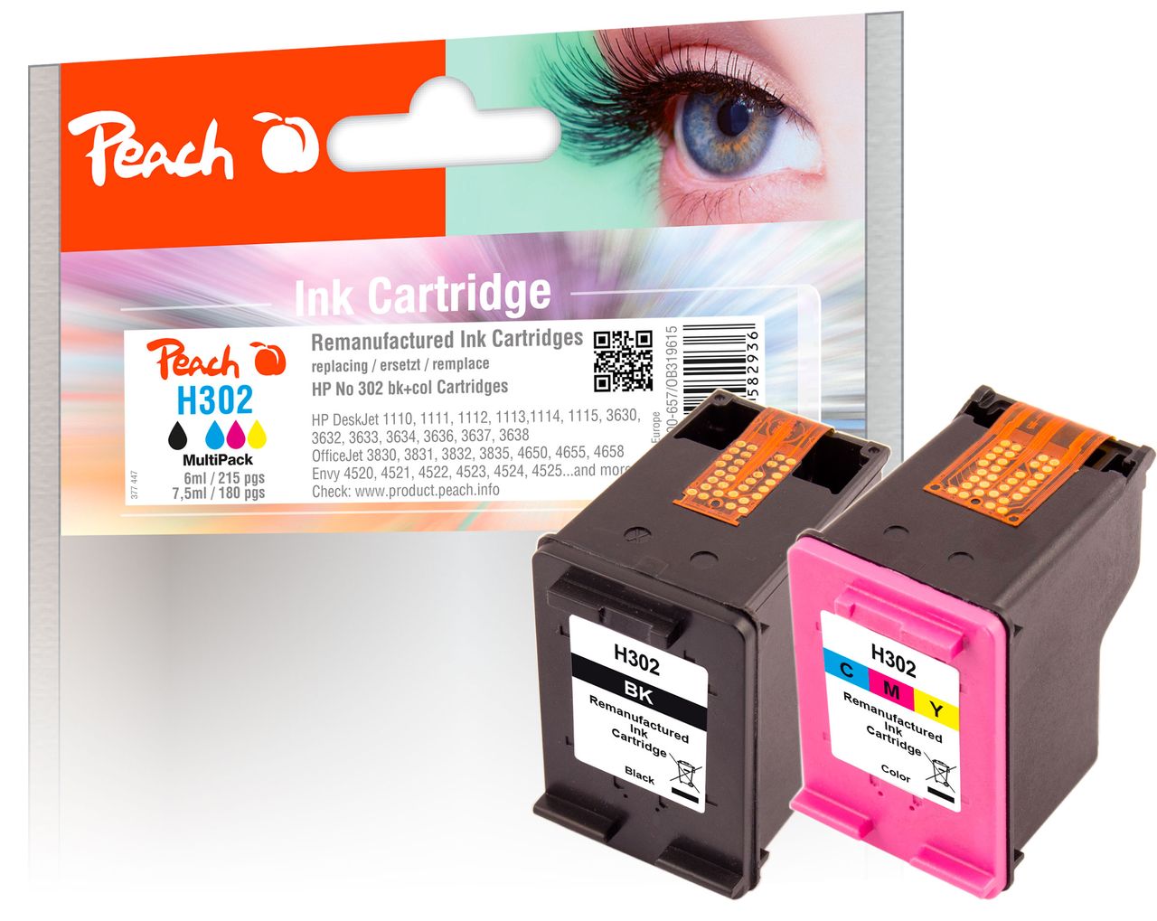 Peach Spar Pack Druckköpfe ersetzt HP No. 302