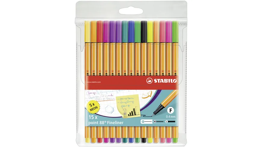 STABILO® Fineliner - STABILO point 88 - 15er Pack - Standardfarben sortiert