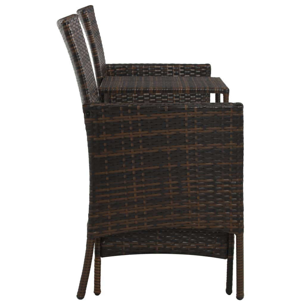 vidaXL Loungesofa 2-Sitzer-Gartensofa mit Tisch & Hocker Poly Rattan Braun, 1 Teile