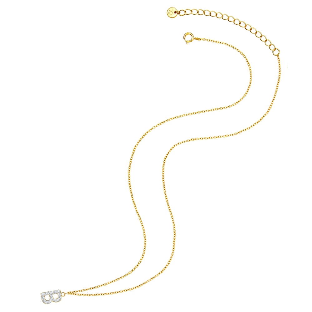 Glanzstücke München Collier en argent Lettre B Argent sterling Oxyde de zirconium (CZ) en Or jaune collier