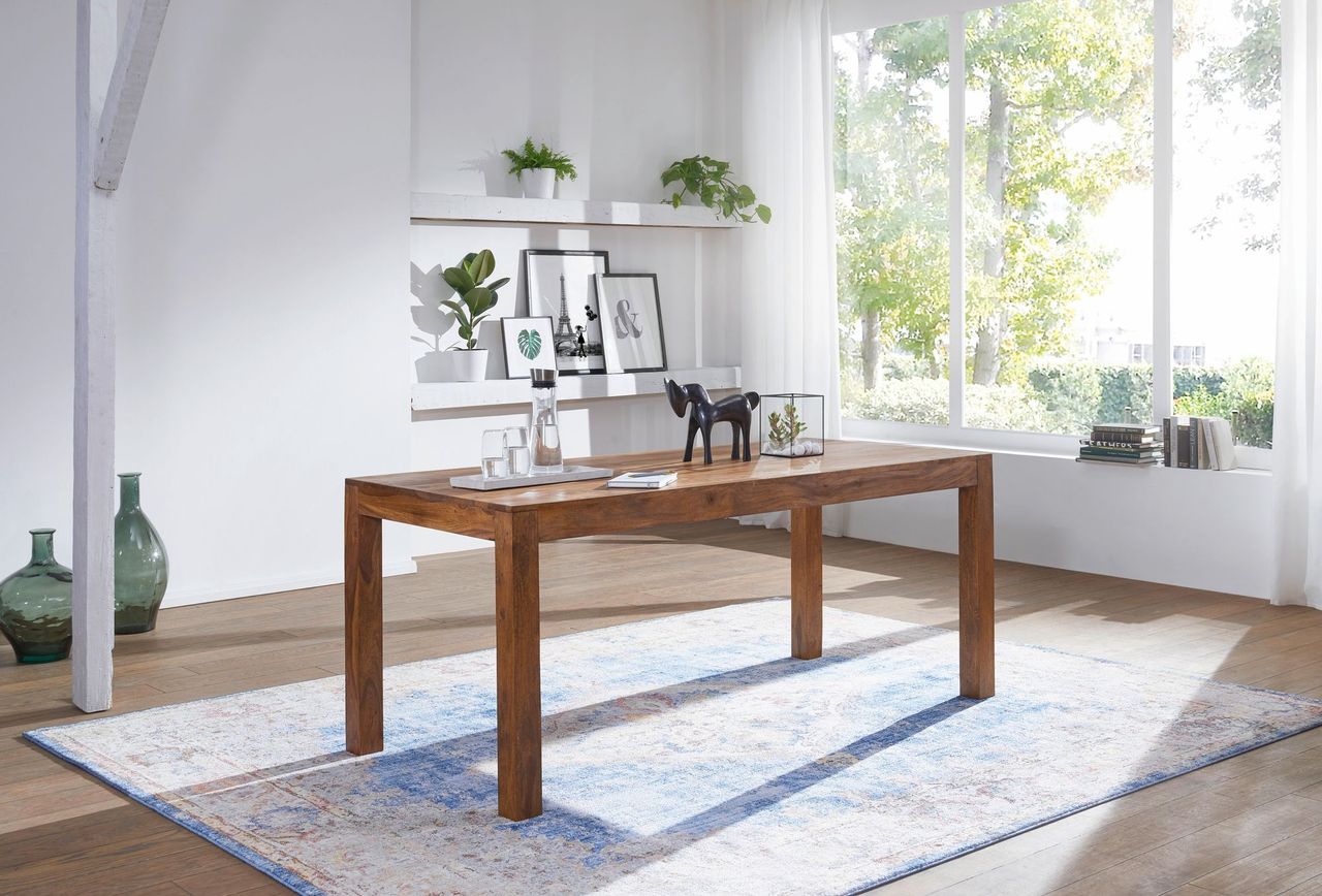 Wohnling WOHNLING Design Esstisch Massiv 200 x 100 x 76 cm Sheesham Massivholz