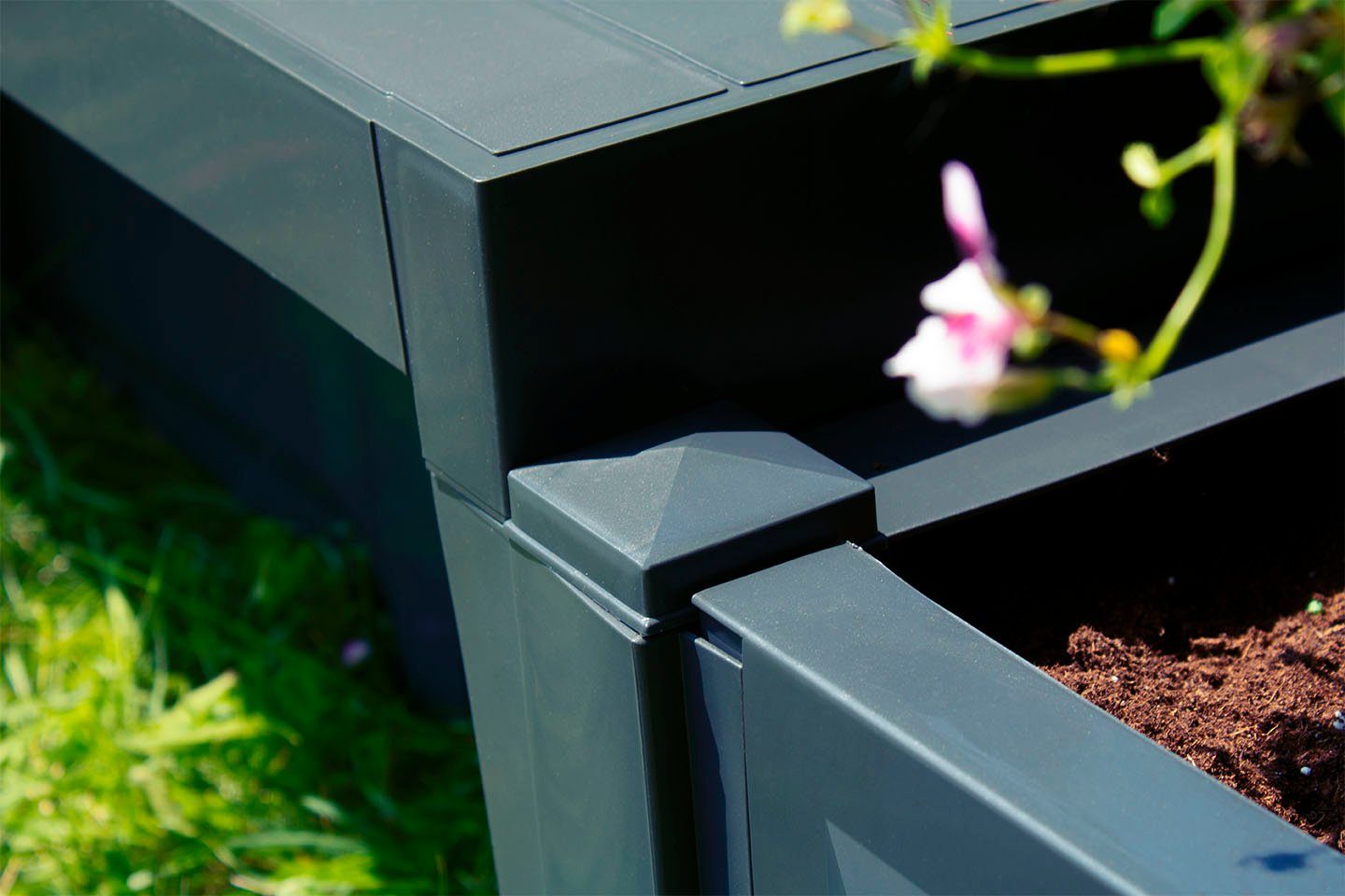 KHW Gartenbank Berlin, mit zwei Pflanzkästen, anthrazit