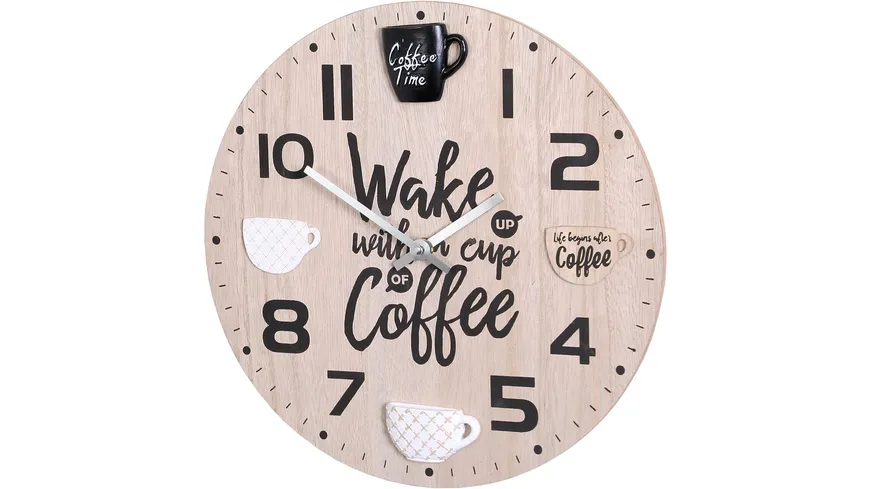 tawo Wanduhr Coffee mit Tassen-Dekor N-4591-17 Ø 34cm
