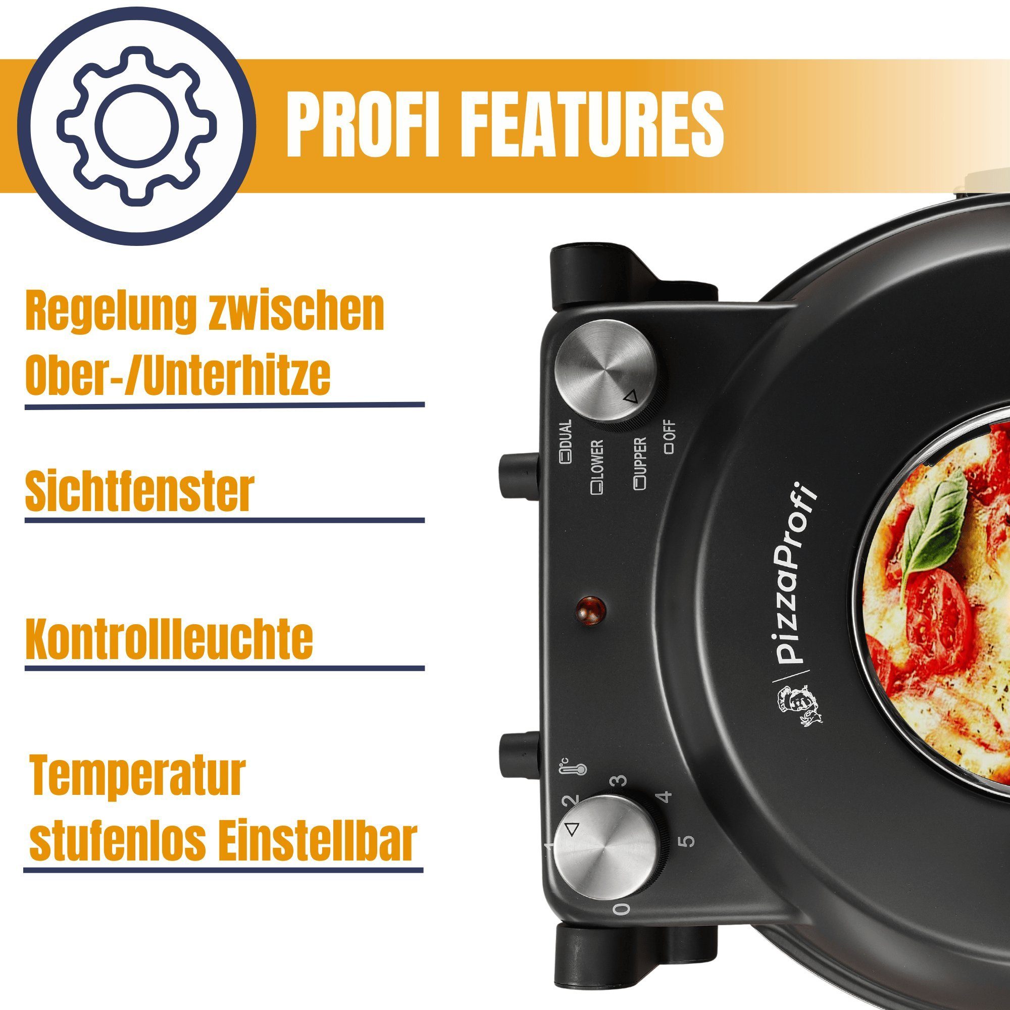 Sommertal Pizzaofen Sommertal PizzaProfi Pizzaofen, 32cm Pizzastein, mit Pfanneneinsatz, 2x Pizzaschieber, Pizzaschneider, Steinplatte
