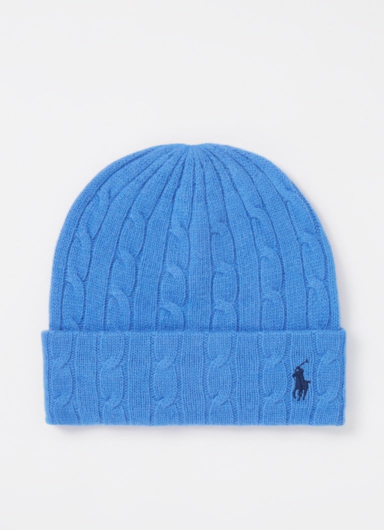 Ralph Lauren  Kabelgebreide muts in kasjmierblend met logoborduring