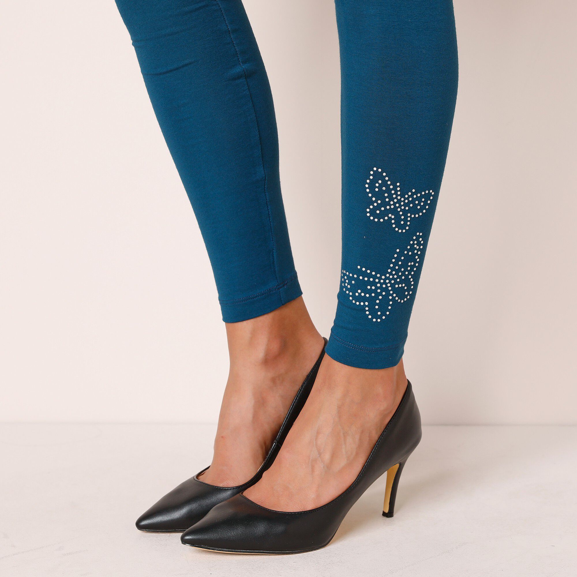 Legging motif papillons effet strass, taille élastiquée