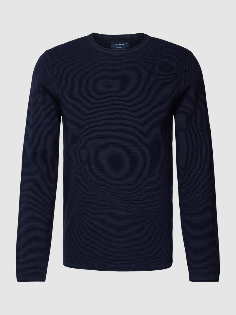 Strickpullover mit Rundhalsausschnitt in marineblau