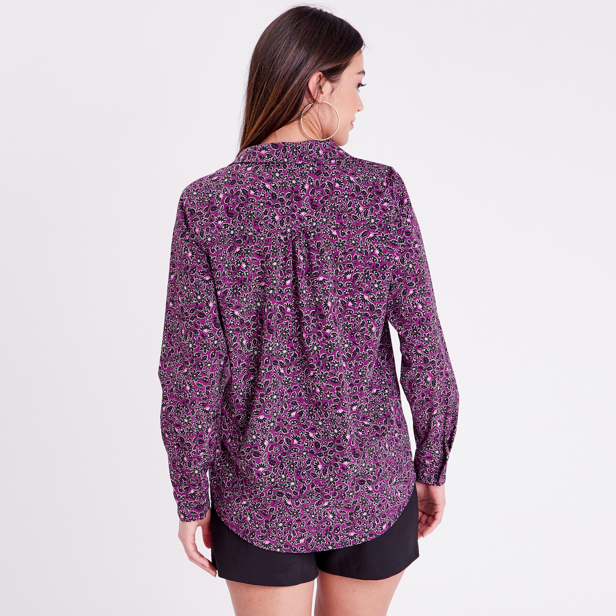 Chemise à manches longues prune femme | Cache Cache