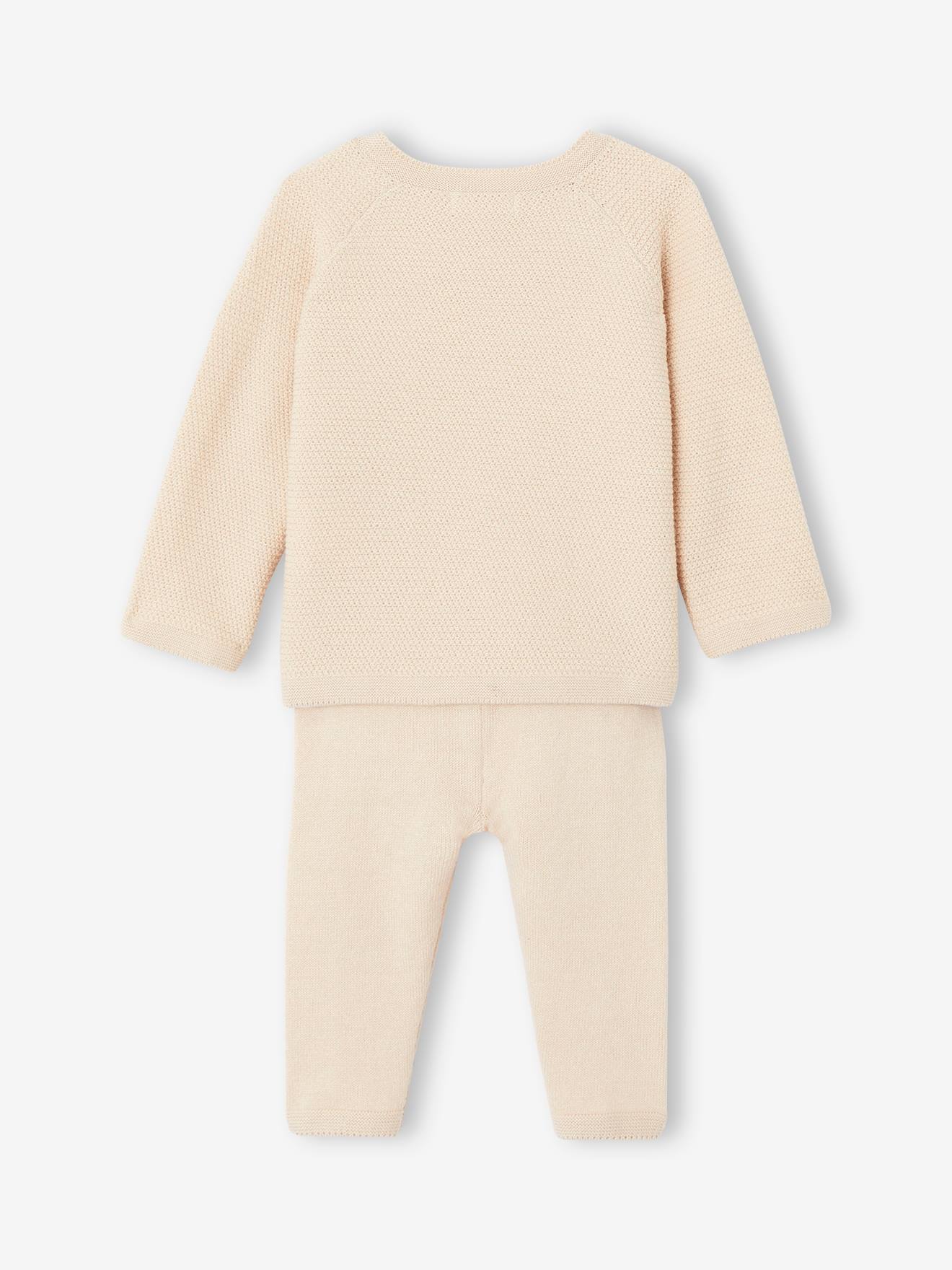 Vertbaudet Baby Strick-Set: Pullover & Leggings Oeko-Tex - beige
