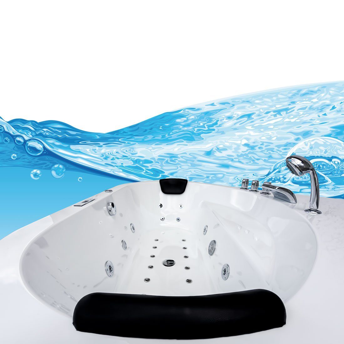 AcquaVapore Whirlpool-Badewanne Whirlpool Badewanne Eckwanne W20H-ALL 140x140cm