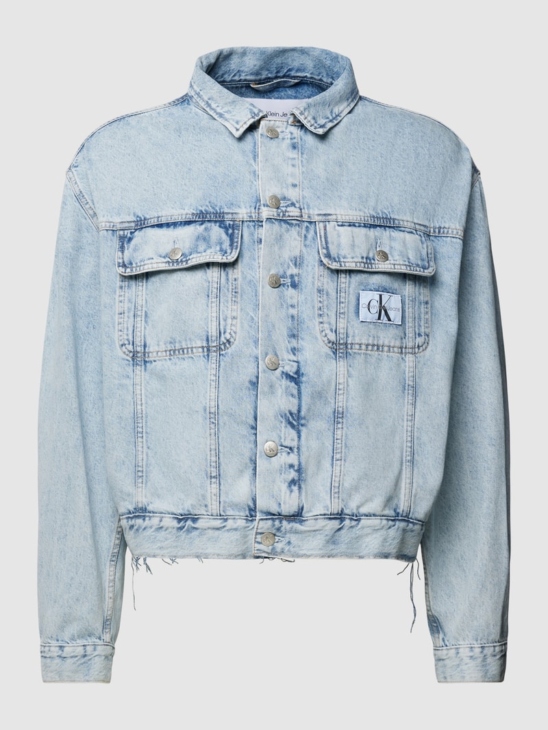 Boxy Fit Jeansjacke mit Label-Patch in jeans