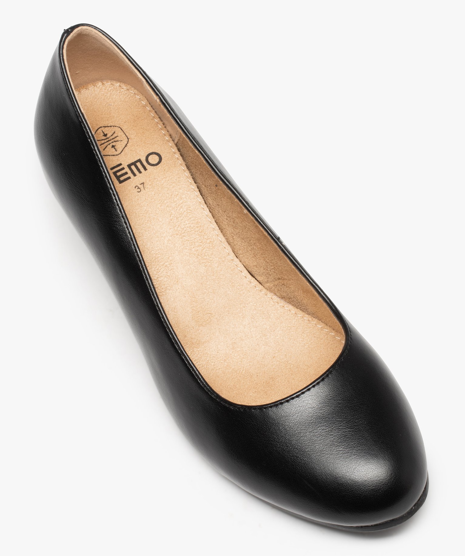 Escarpins femme à talon rainuré et dessus uni noir | GEMO