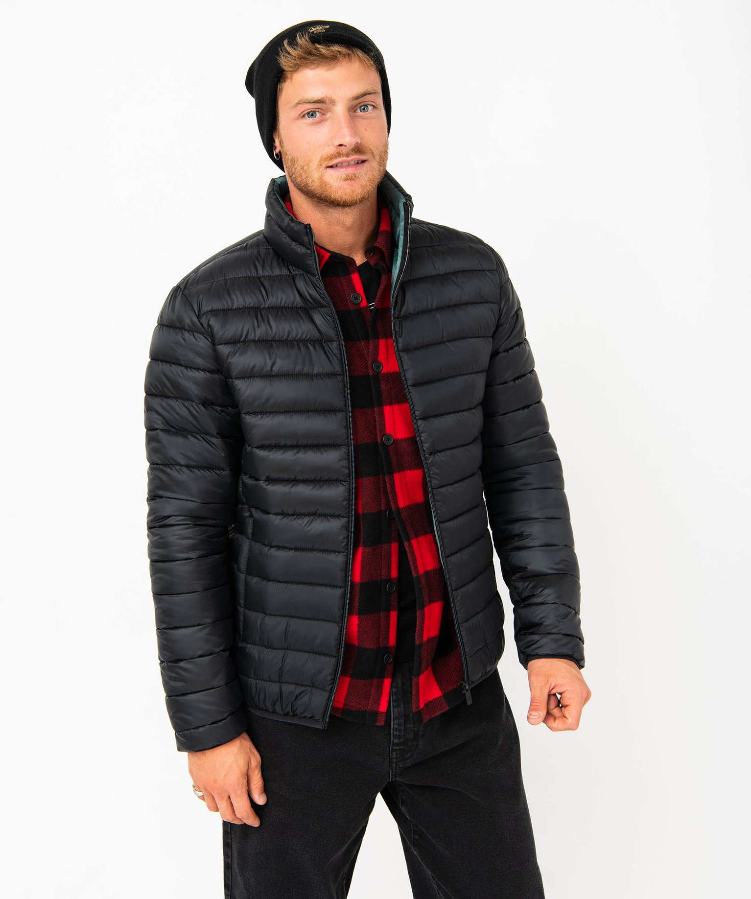 Blouson matelassé à col montant homme noir | GEMO
