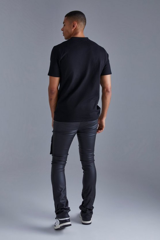 Beschichtete Skinny Cargo-Hose