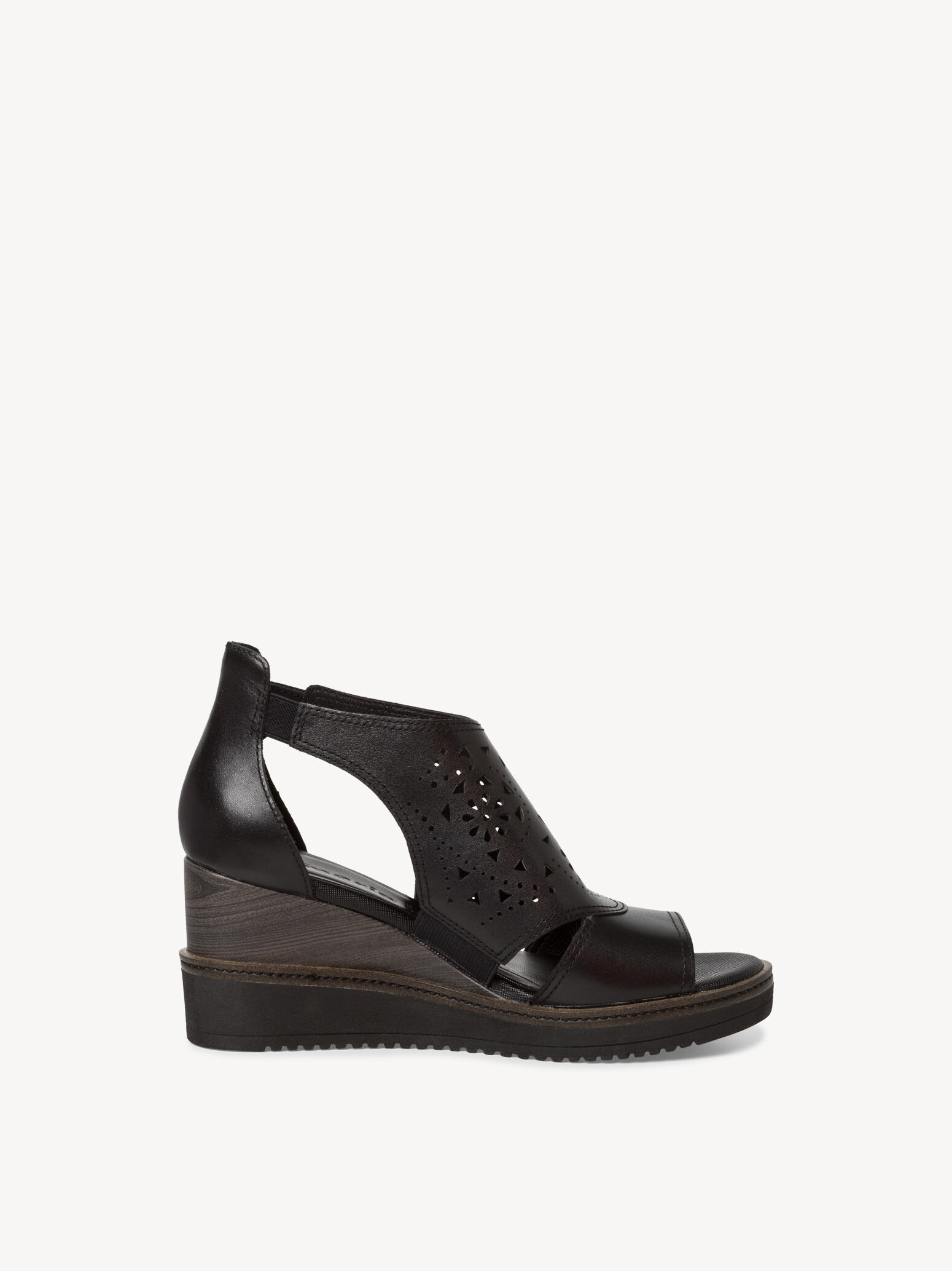 Sandale à talon en cuir - noir