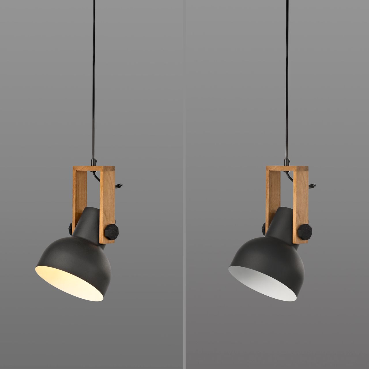 JUST LIGHT Pendelleuchte CUP 2.0, 1xE27 max. 60Watt exkl., höhenverstellbar, IP20, Schwarz