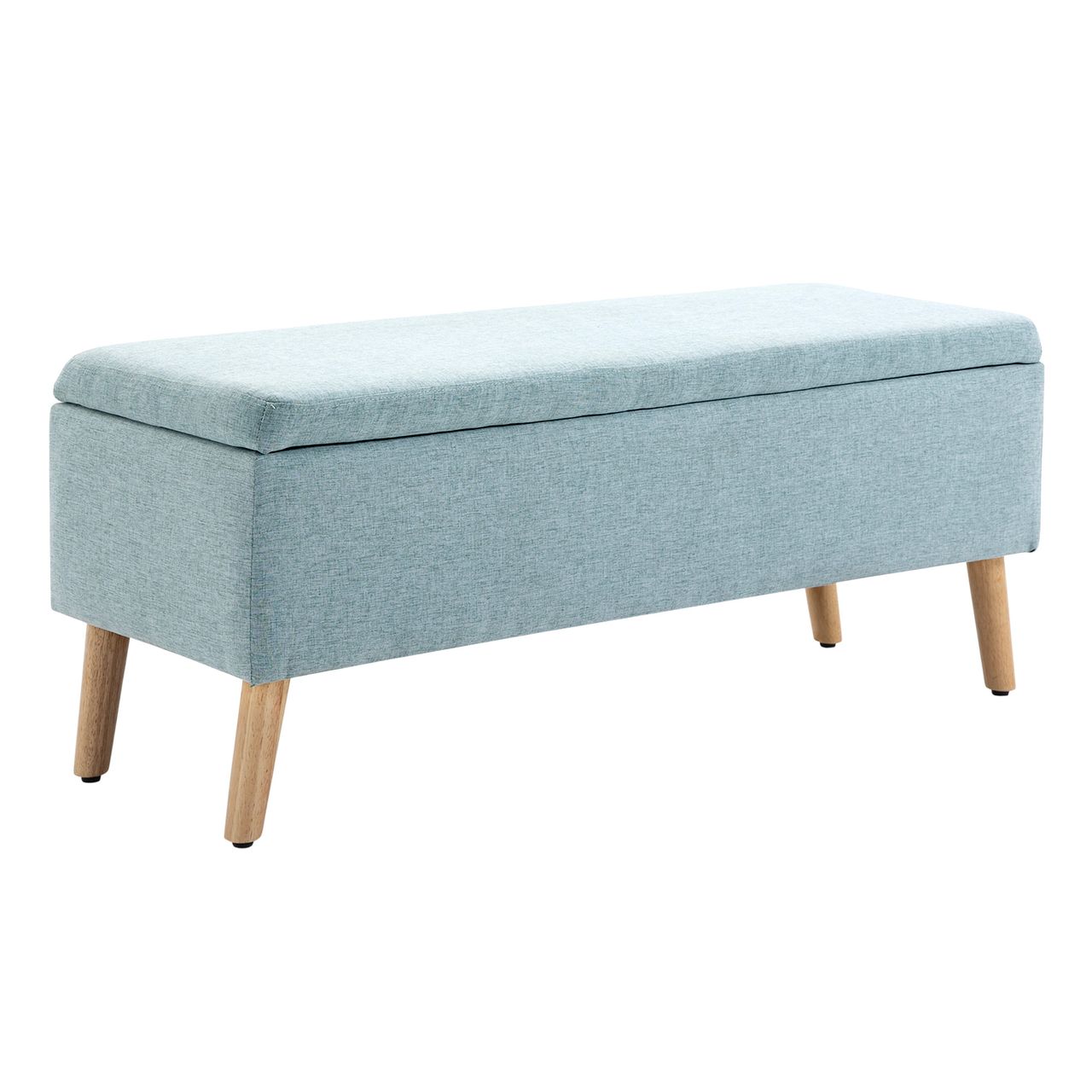 HOMCOM Sitzbank Polsterbank mit Stauraum Truhenbank scandinavia Flur Schlafzimmer Wohnzimmer leinenartiges Polyester Gummiholz Hellgrün 110 x 39 x 45 cm