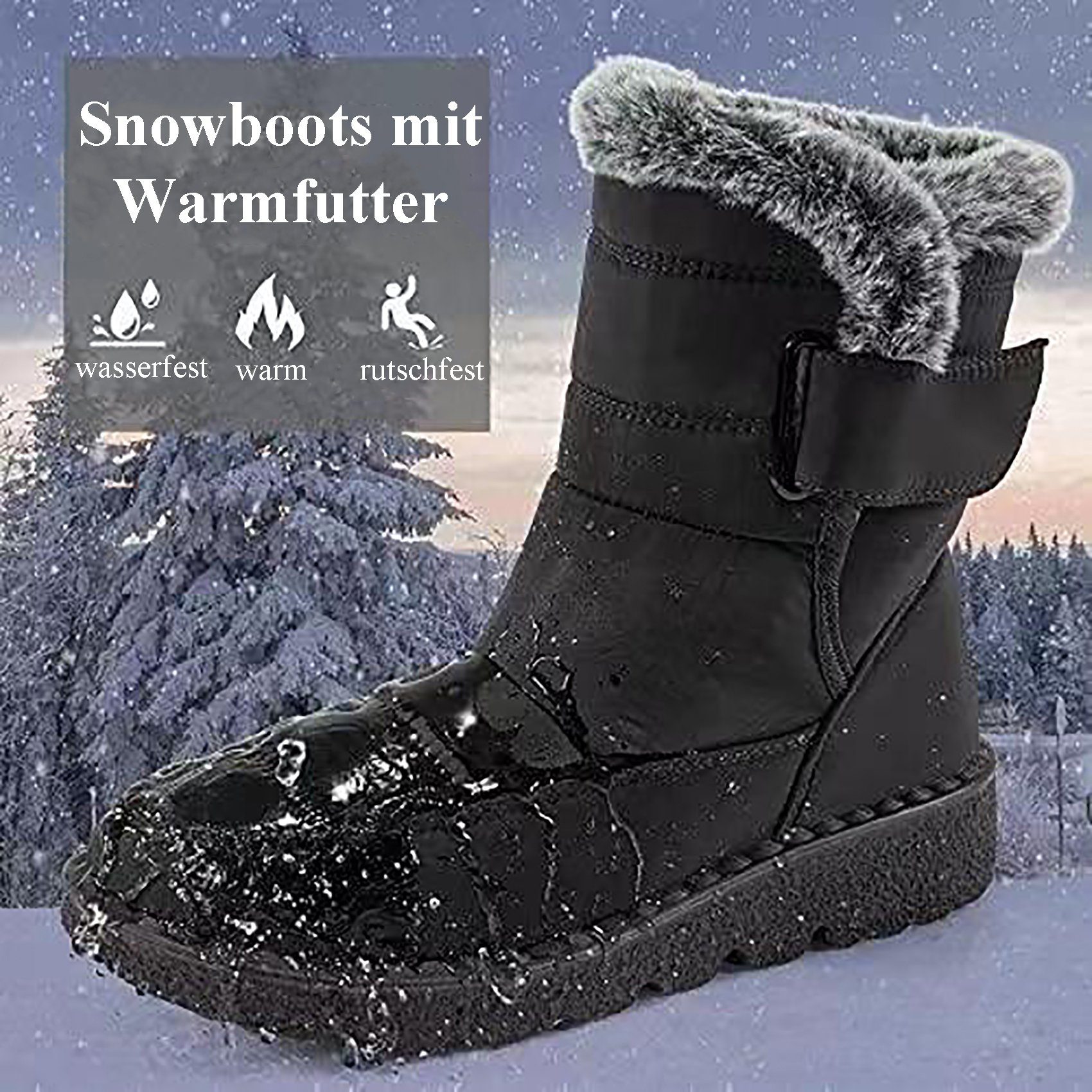 TOPMELON Rutschfeste, wasserdichte, warme Schneestiefel für Kinder Snowboots