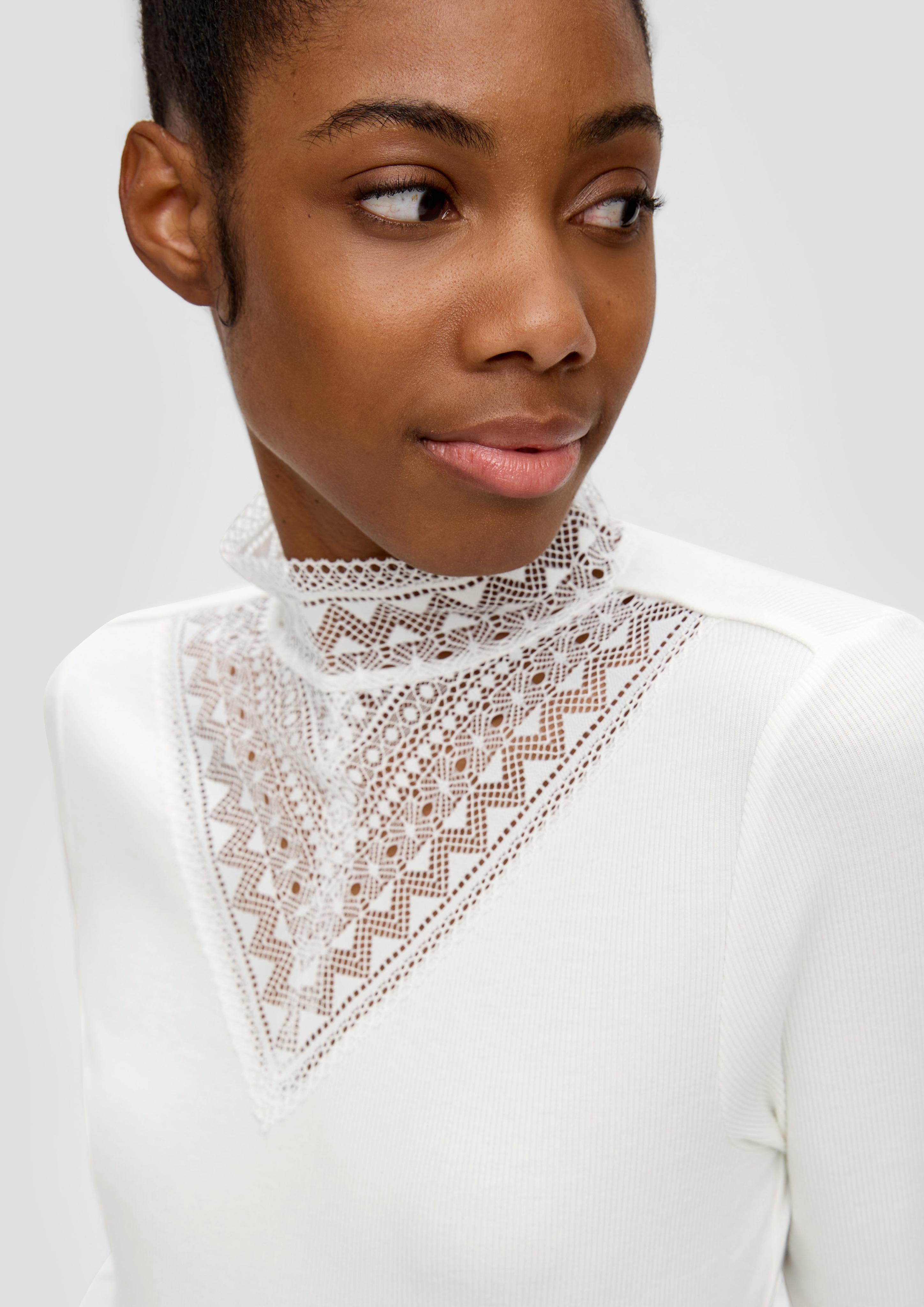 Langarmshirt mit Spitzen-Detail  2141121-0200