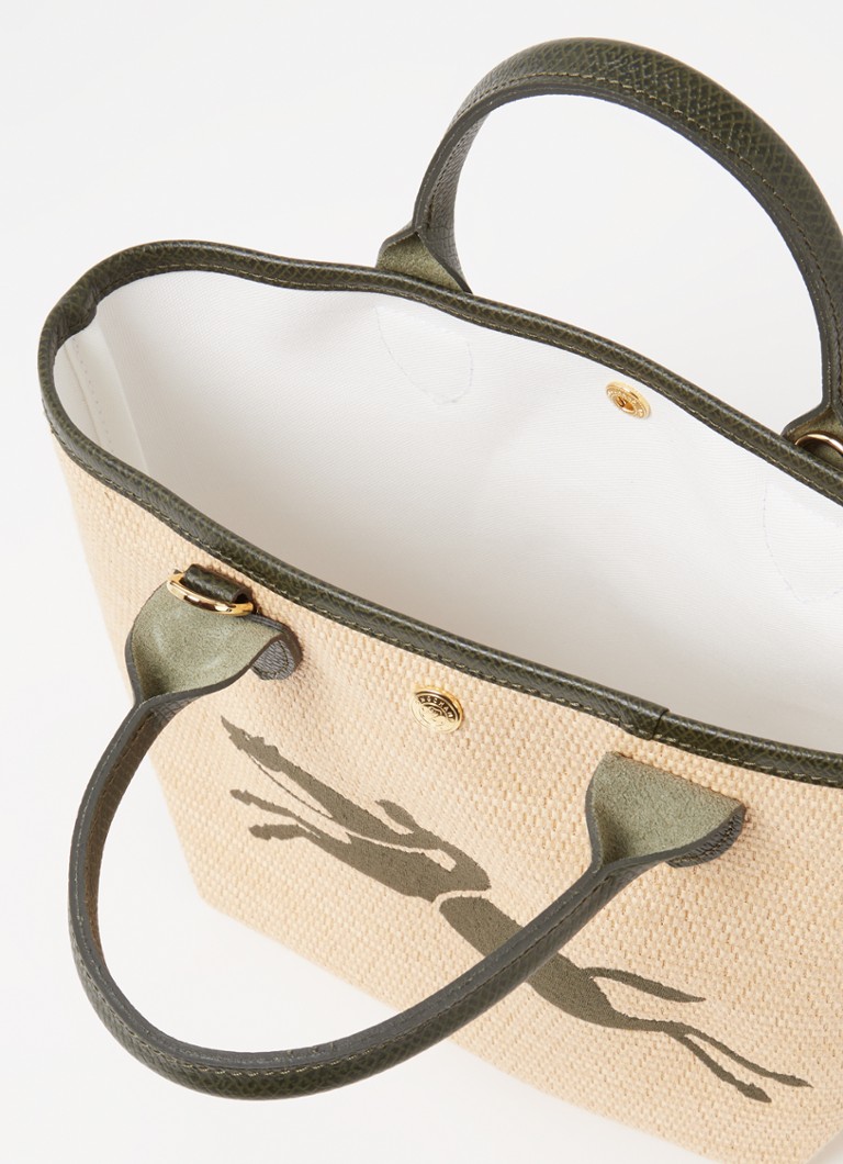 Geantă Longchamp Le Panier Pliage, mărimea S, realizată din pânză cu detalii din piele.