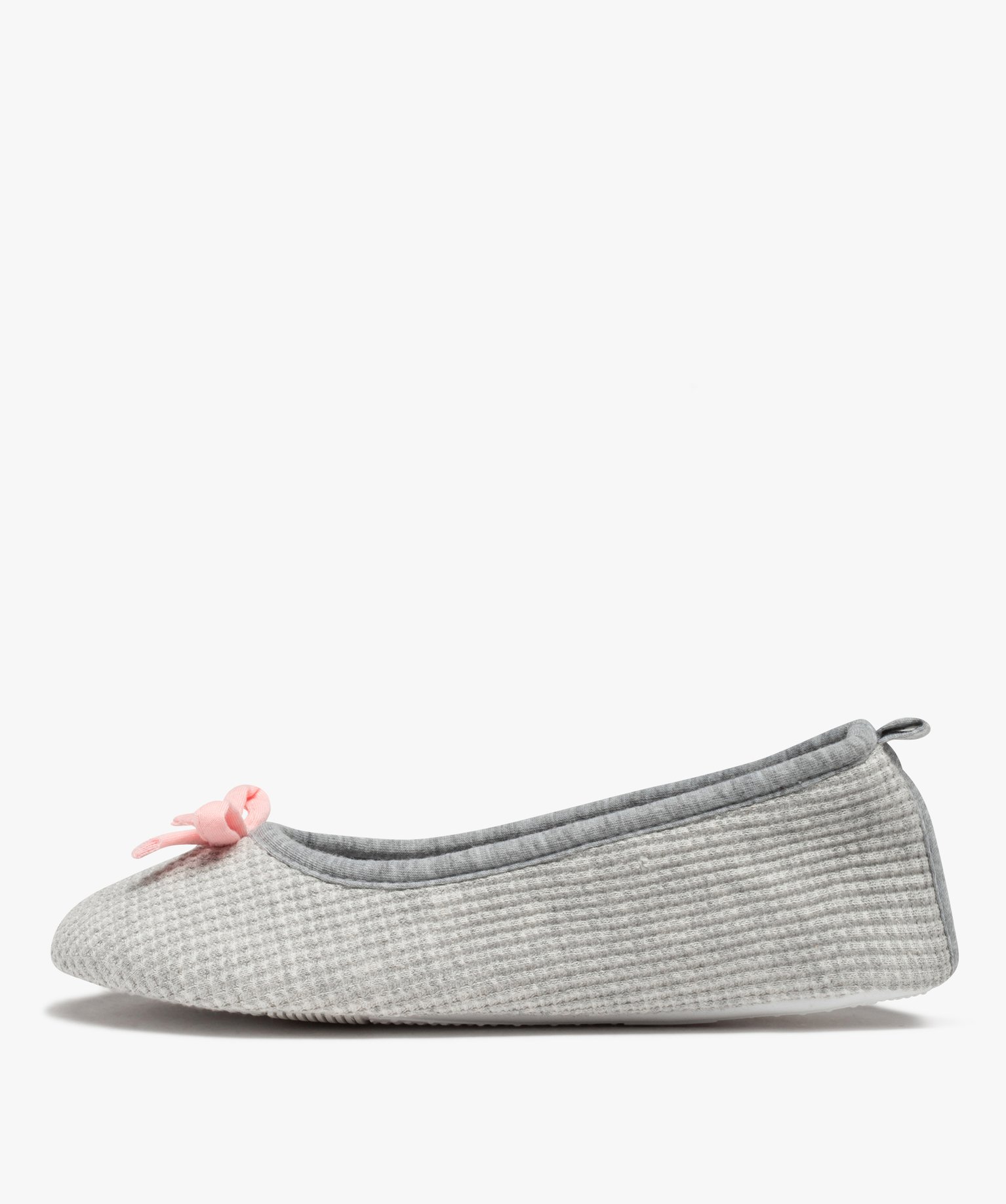 Chaussons femme ballerines unies en nid d’abeille gris | GEMO