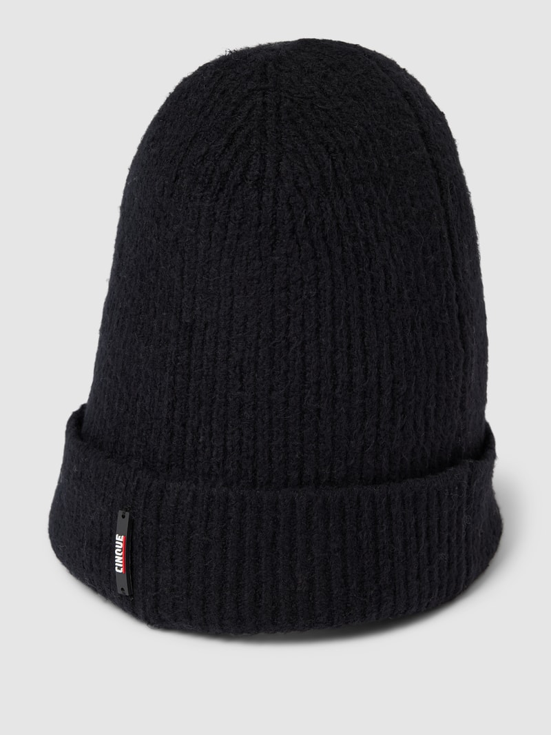 Beanie mit Label-Detail Modell 'Oresto' in schwarz