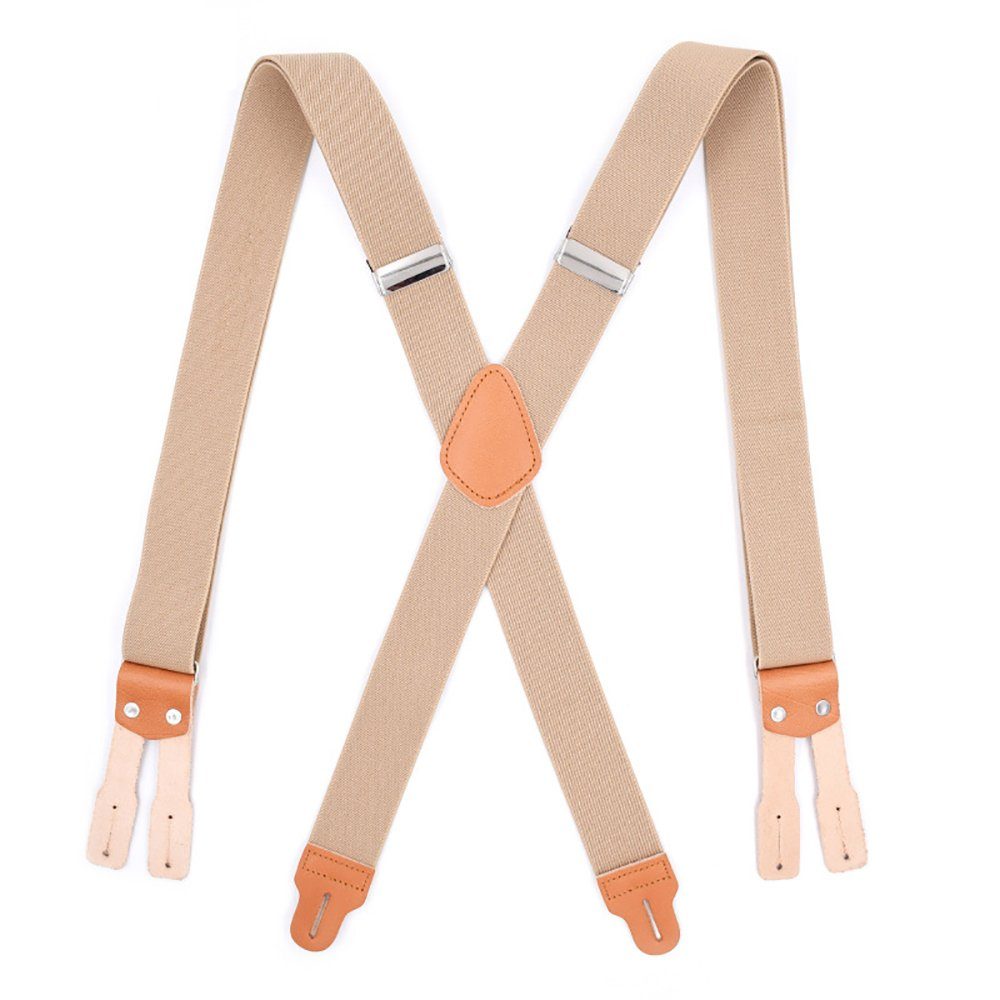 SCOBELT Hosenträger Herren Klassische Hohe Elastizität (X-Back Strapse, Mit Lederknopf End Und Strap)
