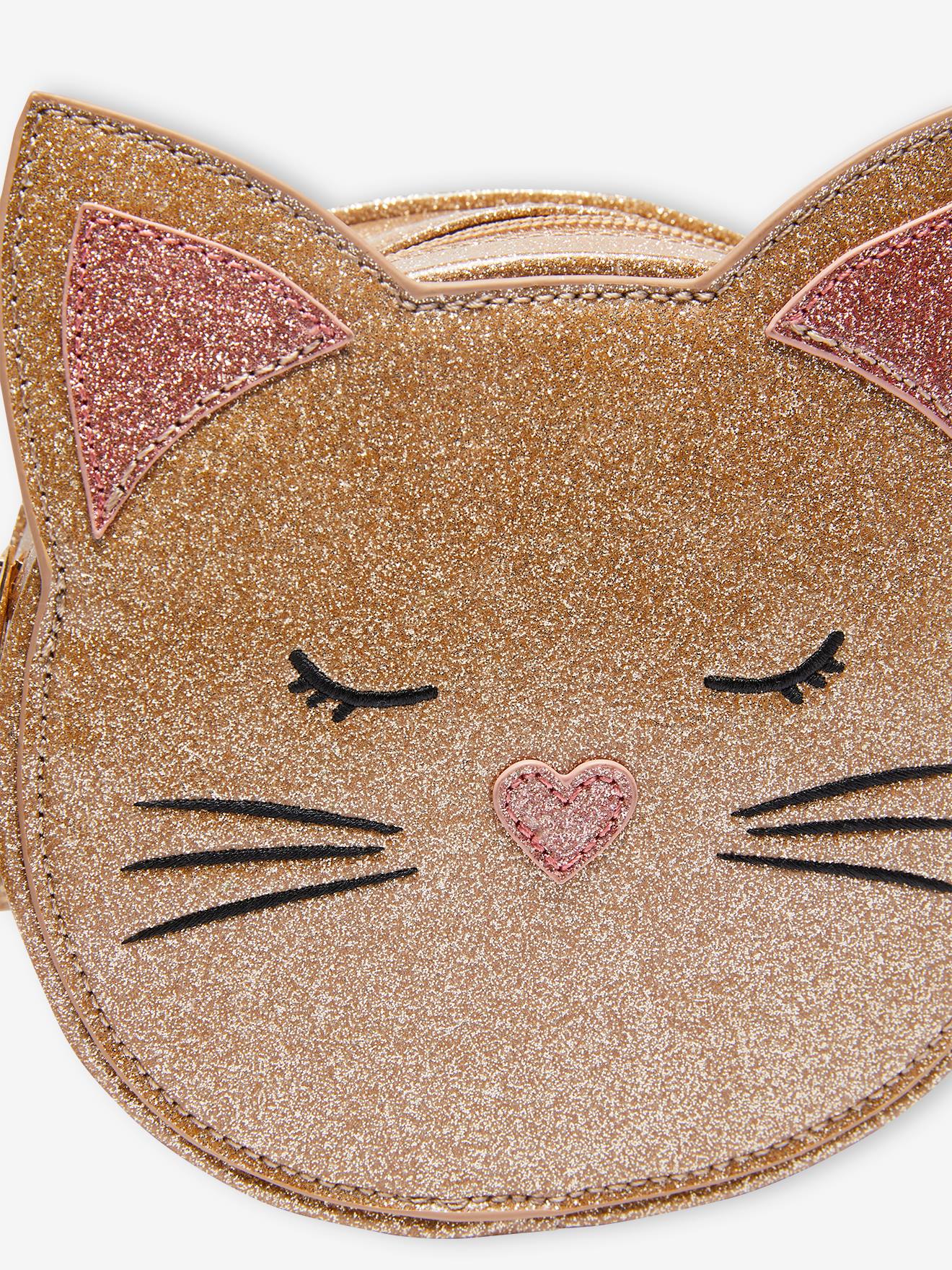 Sac rond fille chat scintillant or