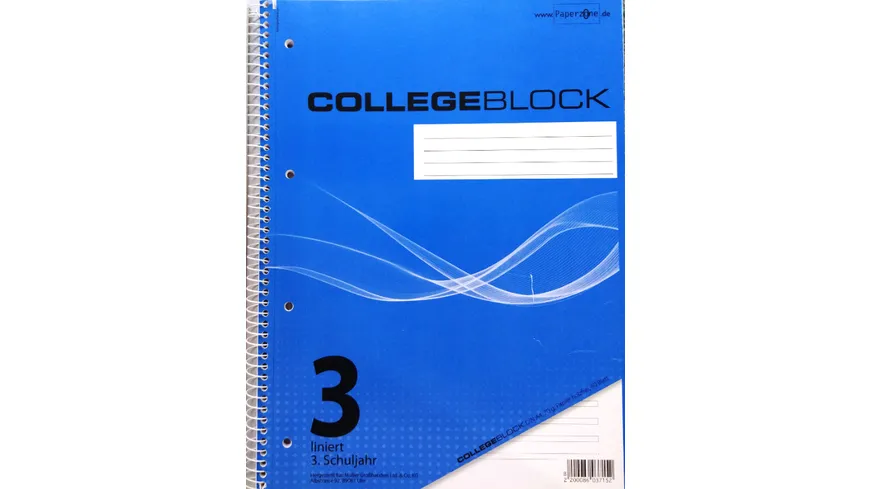 PAPERZONE Collegeblock A4 Lineatur 3 80 Blatt
