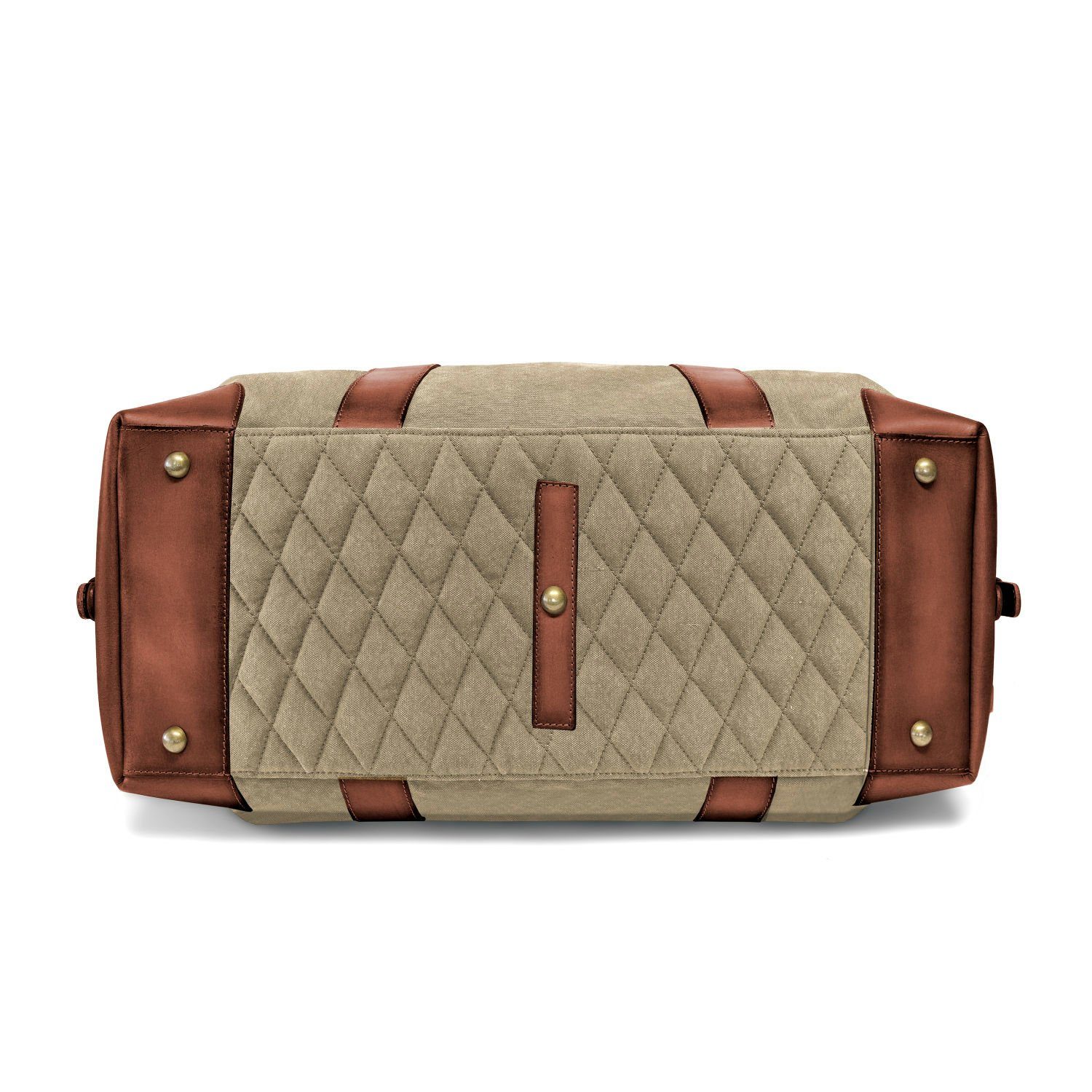 DRAKENSBERG Reisetasche Weekender David (L) Khaki-Beige, Herren, Damen, im Vintage-Design, Canvas und Büffelleder, handgemacht