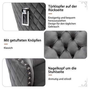 Flieks Esszimmerstuhl (2 St), 2er Set Polsterstuhl Wohnzimmerstuhl Küchenstühle, Beine aus Edelstahl