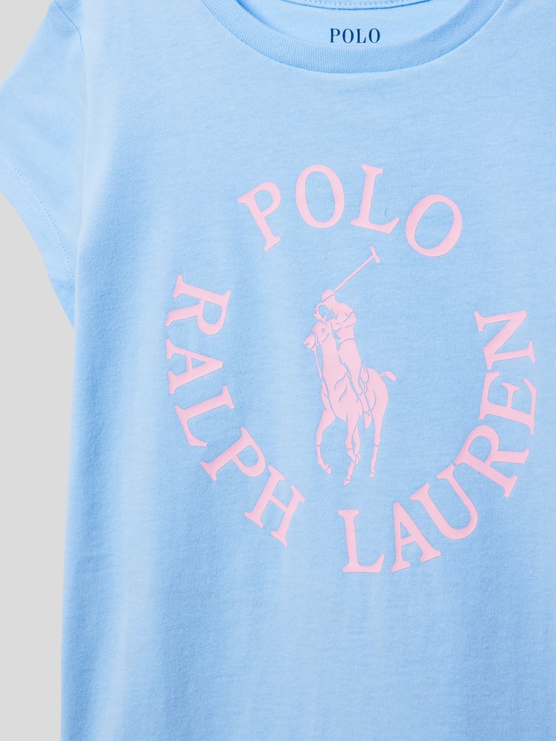 T-Shirt mit Label-Print in bleu