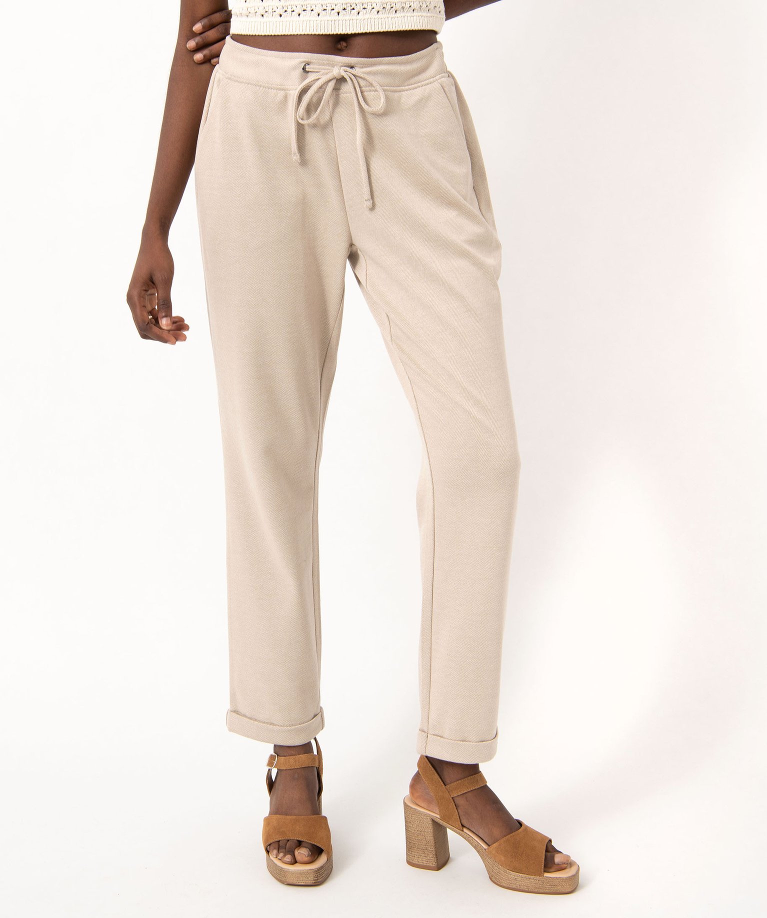 Pantalon en maille extensible à micro motifs femme imprime | GEMO