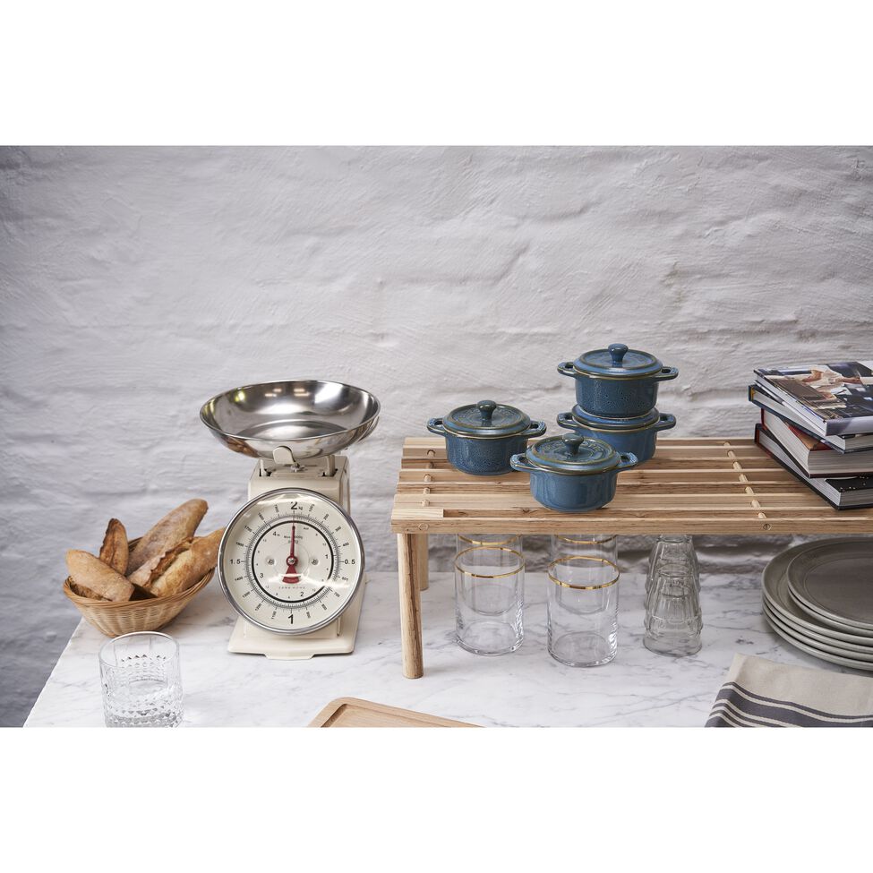 Cocotte Set 4-tlg, rund, Antik-Türkis, Keramik