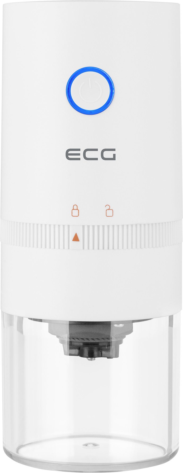 ECG Kaffeemühle KM 150 Minimo white, 120 W, Konische keramische Mahlsteine, 30,00 g Bohnenbehälter, Einstellung des Mahlgrades, Sehr niedriger Geräuschpegel der Mühle