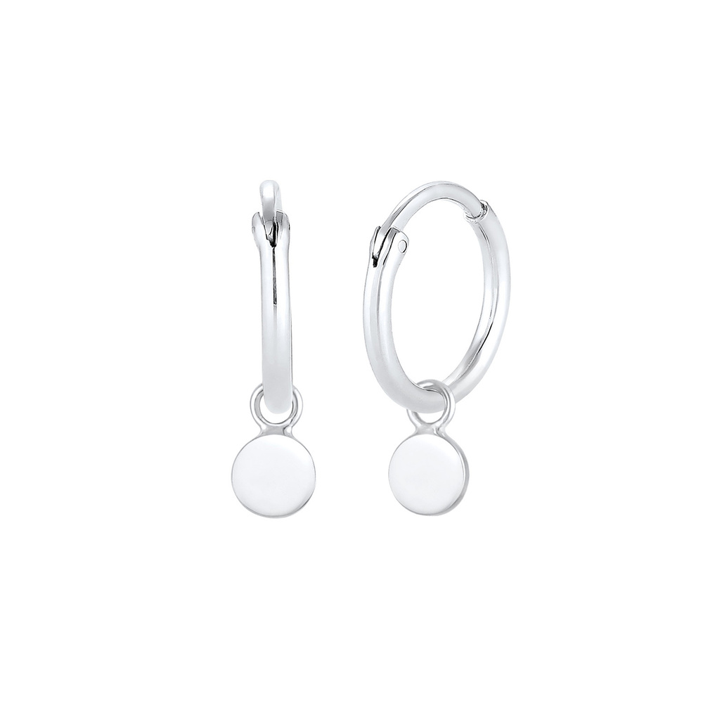 Elli Elli Boucles d'Oreilles Pendentif plaque créole pour femme Basic en argent sterli Boucles d'oreilles