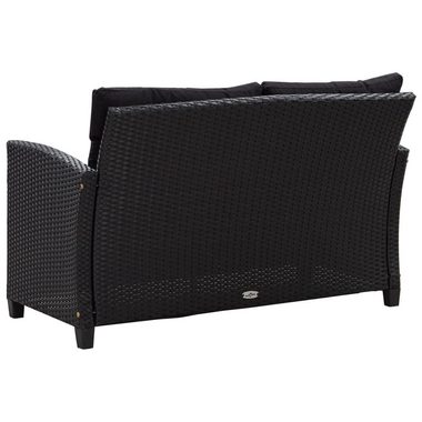 vidaXL Loungesofa 6-tlg. Garten-Sofagarnitur mit Auflagen Poly Rattan Schwarz, 6 Teile