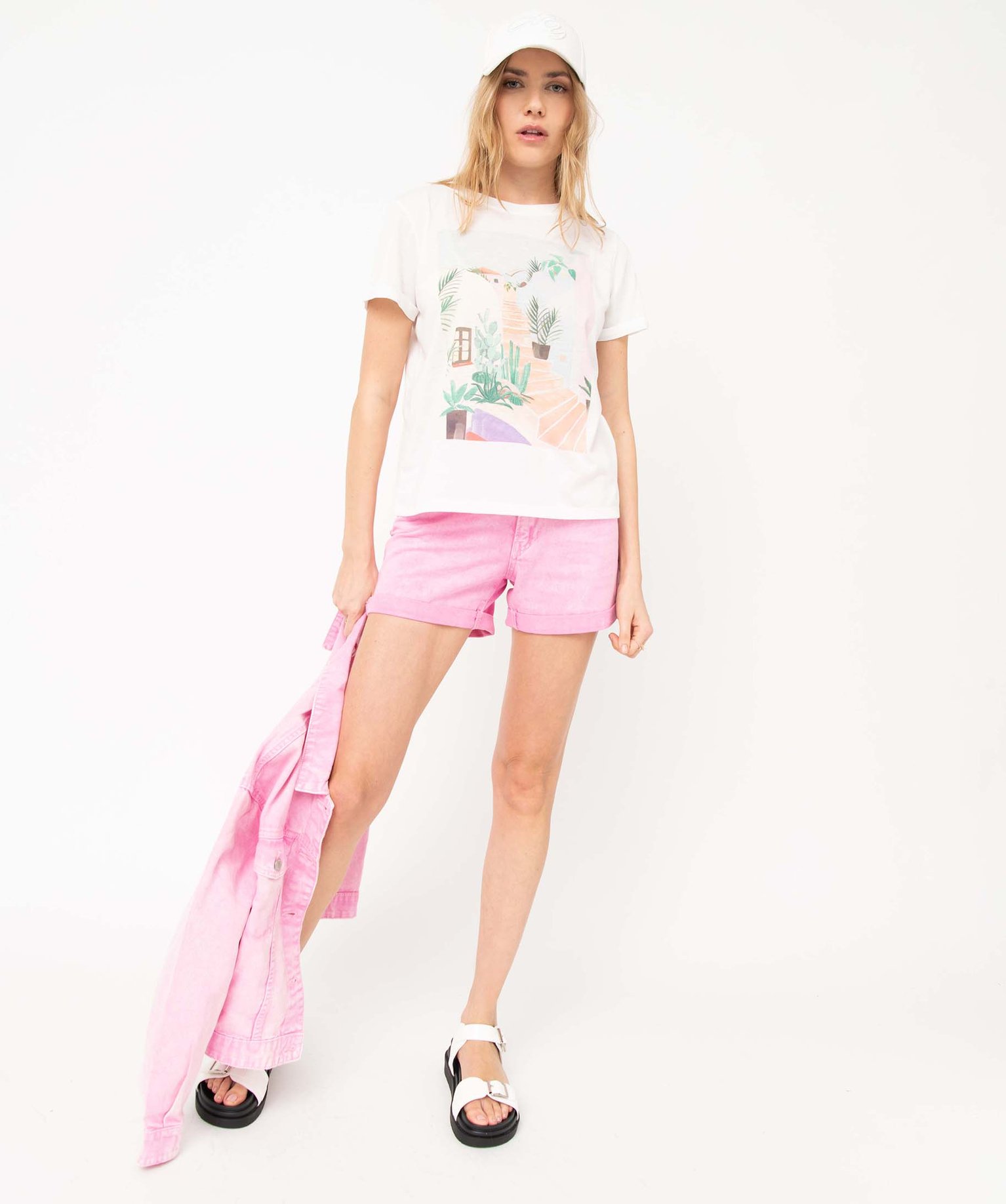 Tee-shirt femme manches courtes imprimé estival imprime | GEMO