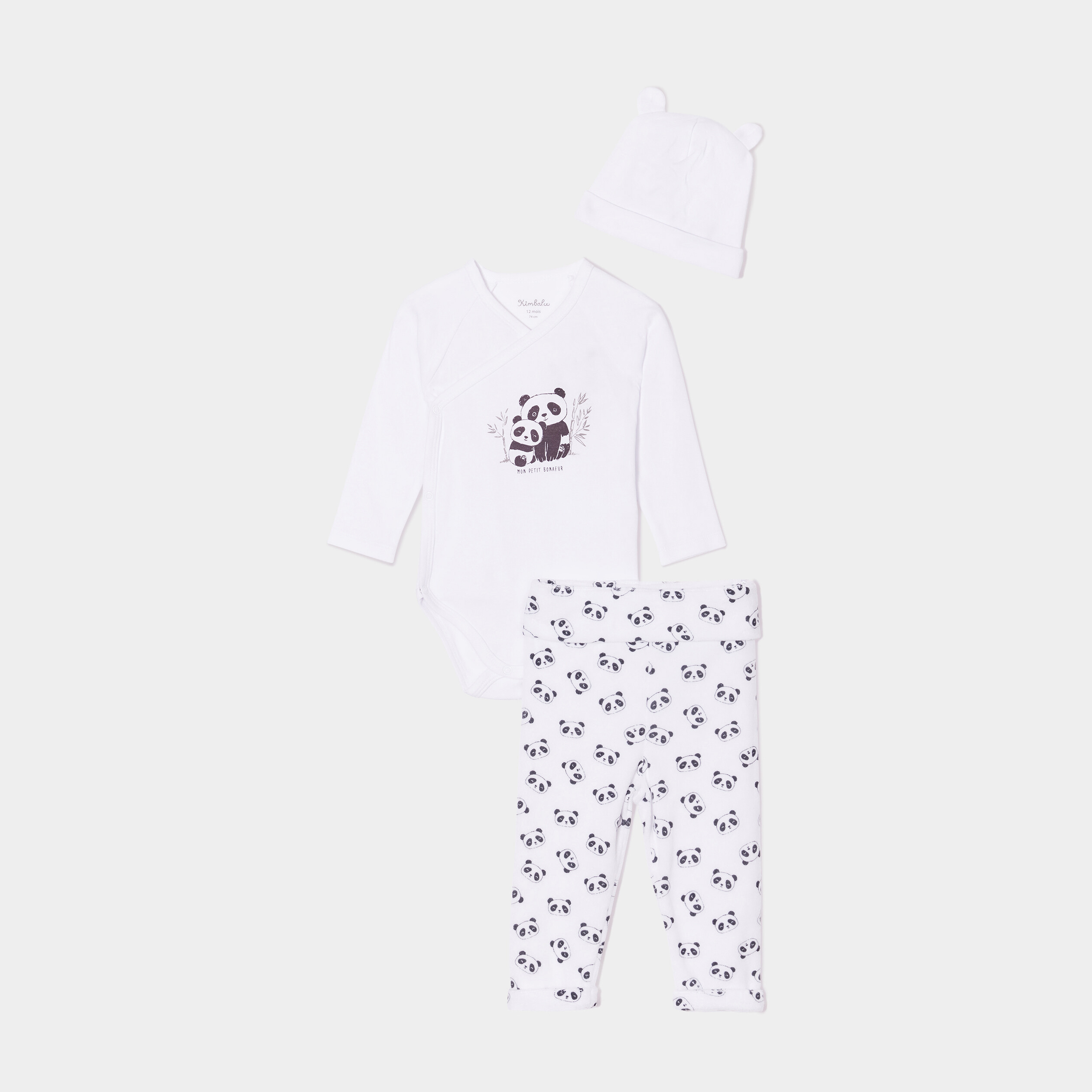 Ensemble body pantalon bonnet blanc bébé garçon | La Halle