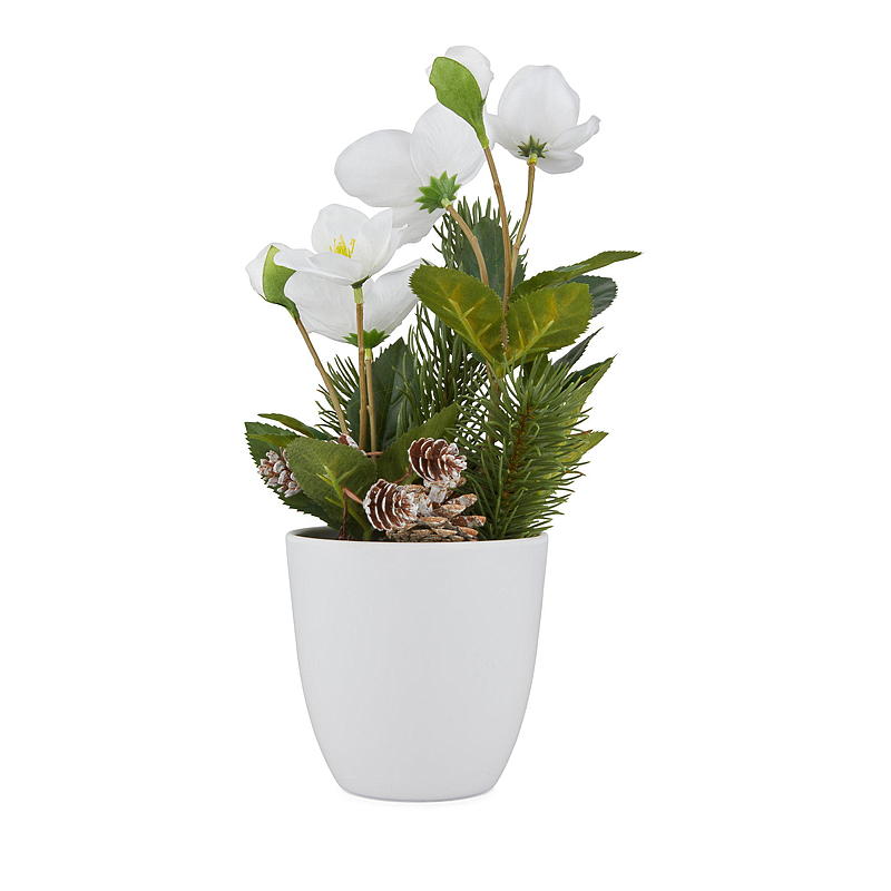 Home Julerose 31 cm kunstig i plastpotte