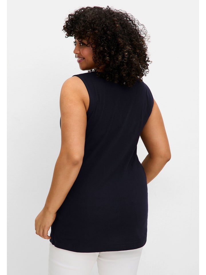 sheego Doppellagiges Top in tiefblau günstig kaufen
