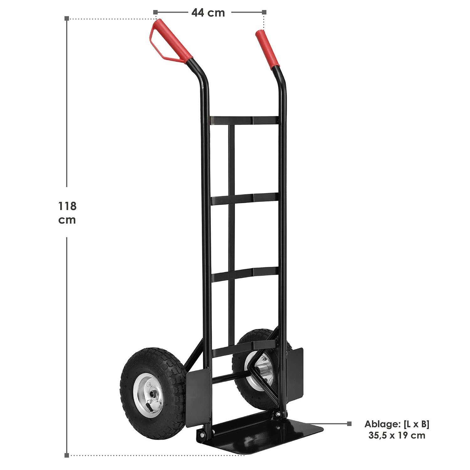 Juskys Sackkarre Basic, klappbar, mit großen Luftreifen und massivem Stahlrahmen, bis 100 kg
