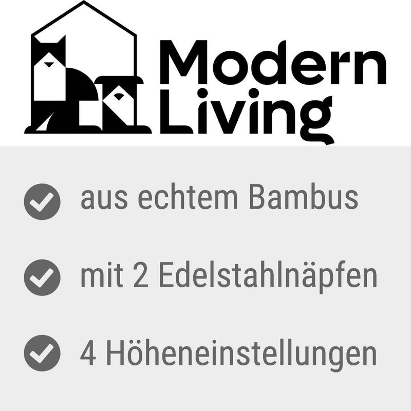 Modern Living Doppelnapf mit Bambusständer Ubud