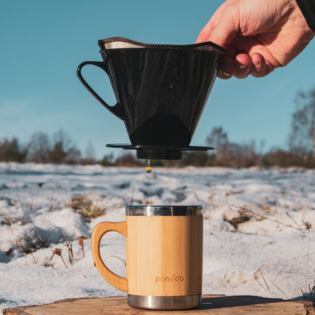 pandoo Kaffeebereiter Wiederverwendbarer Kaffeefilter aus Edelstahl, Edelstahlfilter 1x4