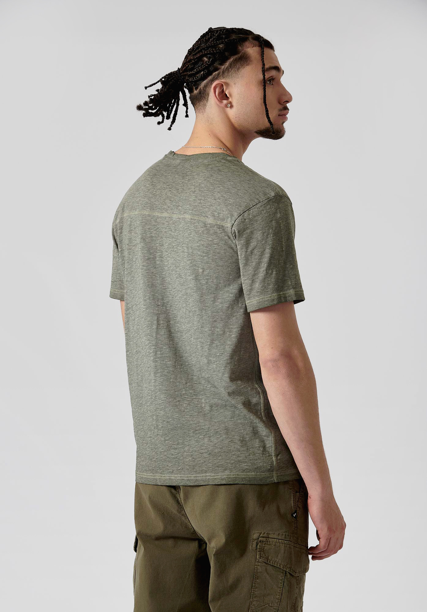 NASIR  T-shirt kaki chiné homme