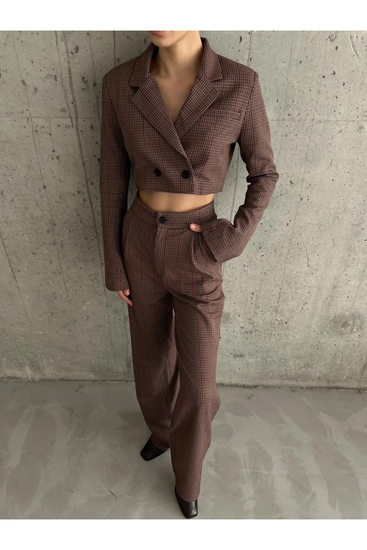 Laluvia  Set aus Jacke und Hose in Weinrot mit Karomuster